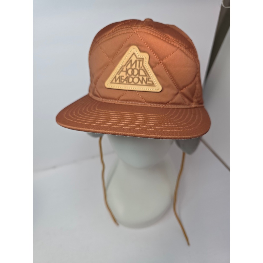 Mt. Hood Meadows Quilted Trapper Hat Ear Flaps Burnt Orange Unisex OSFM 7Panel